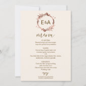 Kaart Monogram Photo Wedding Menu (Voorkant)