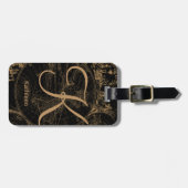 kaart Monogrammed Initiaal Naam Zwart Bagagelabel (Voorkant horizontaal)