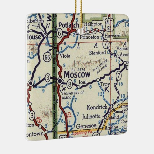  kaart Moskou Idaho Keramisch Ornament (Rechts)