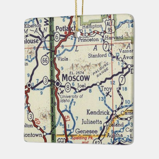  kaart Moskou Idaho Keramisch Ornament (Links)