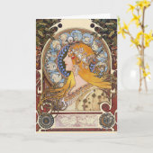 Kaart: Mucha - Dierenriem - de Pluim van La Kaart (Gele Bloem)