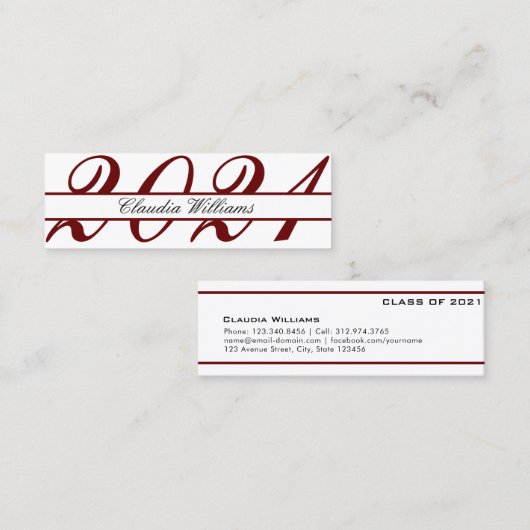 Kaart naam afstuderen . Elegant Classic Insert Kaa Contactkaartje (Voorkant / Achterkant)