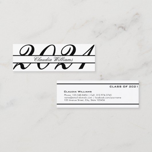 Kaart naam afstuderen . Elegant Classic Insert Kaa Contactkaartje (Voorkant / Achterkant)