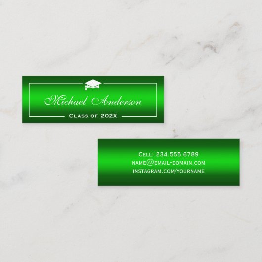 Kaart Naam afstuderen - Kleding groene verloop Contactkaartje (Voorkant / Achterkant)