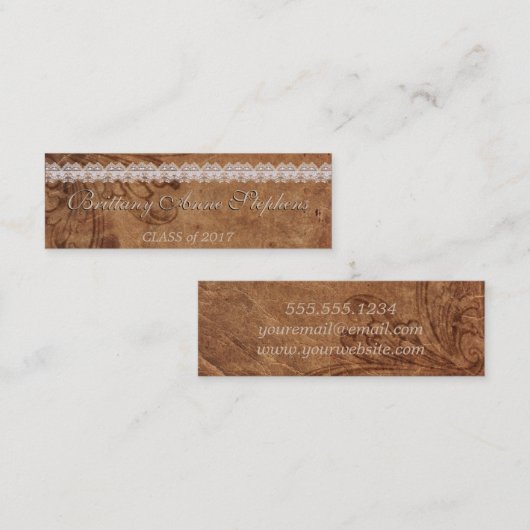 Kaart Naam Afstuderen leder en kant Contactkaartje (Voorkant / Achterkant)