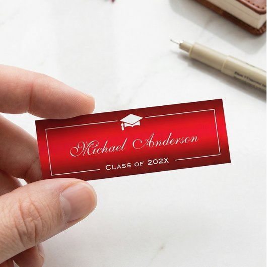 Kaart naam afstuderen - Stijlvolle rode gradiënt Contactkaartje