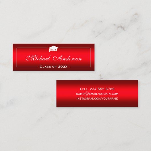Kaart naam afstuderen - Stijlvolle rode gradiënt Contactkaartje (Voorkant / Achterkant)