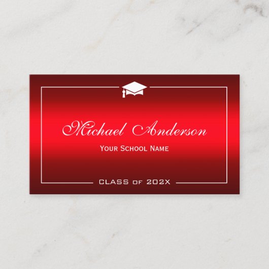 Kaart naam afstuderen - Stijlvolle rode gradiënt Contactkaartje (Voorkant)