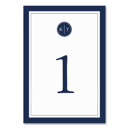 Kaart NAAM EN White Monogram Table Number (Achterkant)