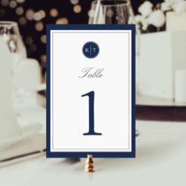 Kaart NAAM EN White Monogram Table Number