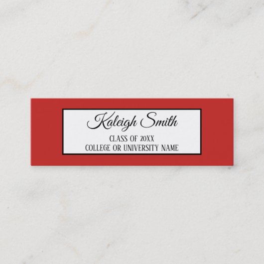 Kaart Naam rood en wit Afstuderen invoegen Contactkaartje (Voorkant)