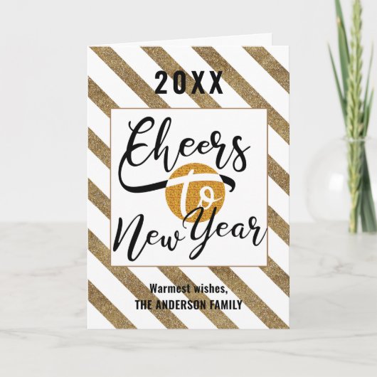 Kaart naar nieuw jaar modern script Festive Gold C (Voorkant)
