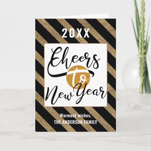 Kaart naar nieuw jaar modern script Festive Gold C (Voorkant)