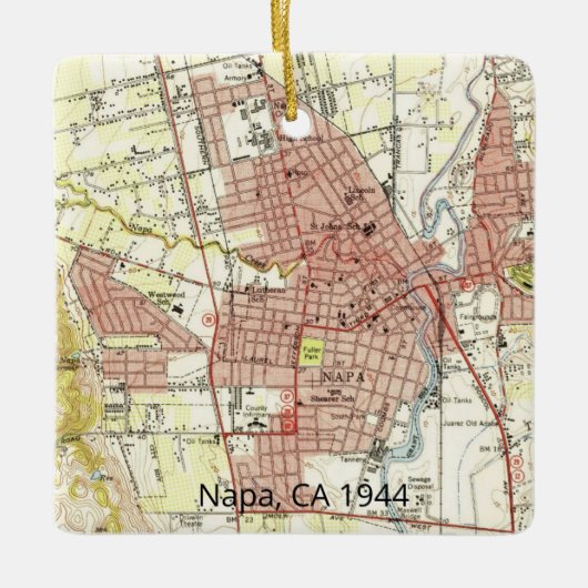Kaart Napa CA 1944 Keramisch Ornament (Voorkant)