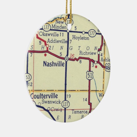  kaart Nashville IL Keramisch Ornament (Rechts)