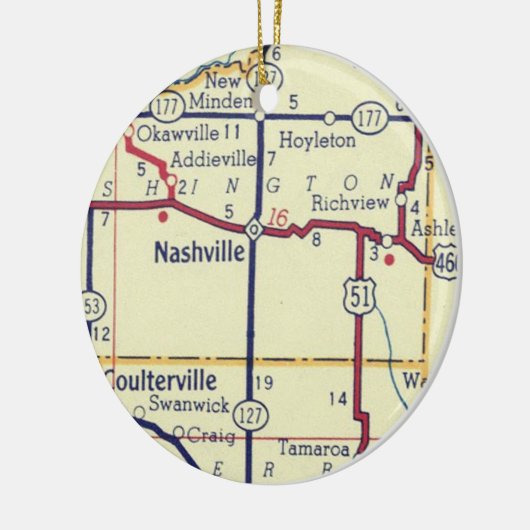  kaart Nashville IL Keramisch Ornament (Links)