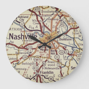  kaart Nashville Tennessee Grote Klok