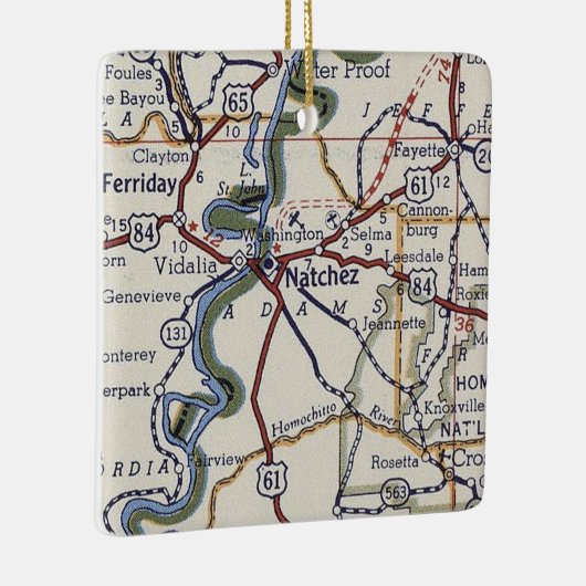 kaart Natchez MS Keramisch Ornament (Rechts)