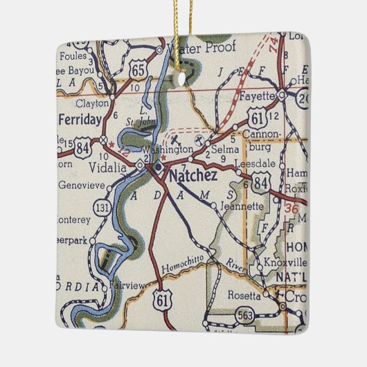  kaart Natchez MS Keramisch Ornament (Links)