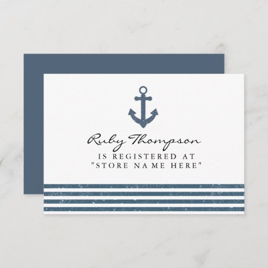 Kaart Nautical Baby shower Registry Insert (Voorkant / Achterkant)