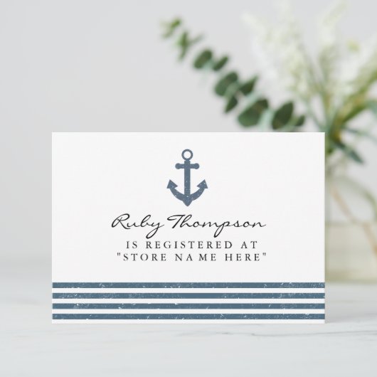 Kaart Nautical Baby shower Registry Insert (Staand voorkant)