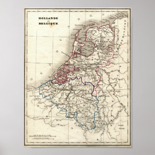 Kaart Nederland en België Poster