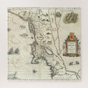 kaart Nederlandse en Engelse kolonies Noord-Ameri Legpuzzel