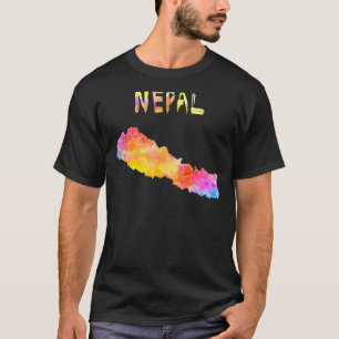 Kaart Nepal — Waterverf van de kaart van Nepalese  T-shirt