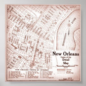  kaart New Orleans in het centrum van 1920 Poster (Voorkant)