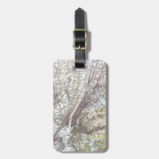 Kaart: New York Area, 1906 Bagagelabel (Voorkant verticaal)