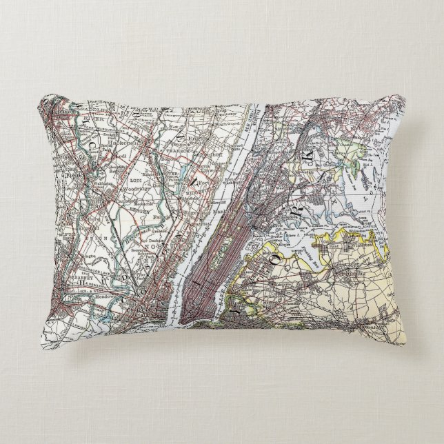 Kaart: New York Area, 1906 Decoratief Kussen (Voorkant)