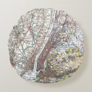 Kaart: New York Area, 1906 Rond Kussen