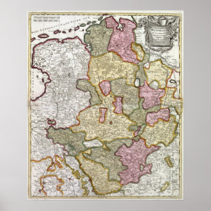 Kaart niederrhein-Westfalen Poster