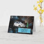 Kaart nieuwe elektrische auto gefeliciteerd (Gele Bloem)