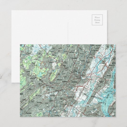 Kaart NJ en omliggende gebieden in Newark (1986) (Voorkant / Achterkant)