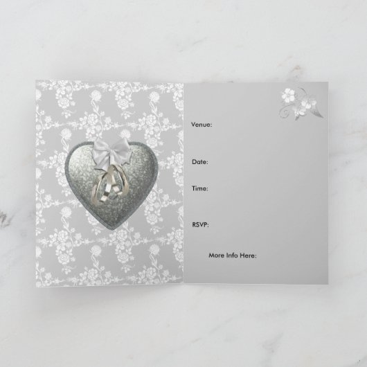 Kaart nodigt 25th Wedding Jubileum Party Silver ui (Binnen)