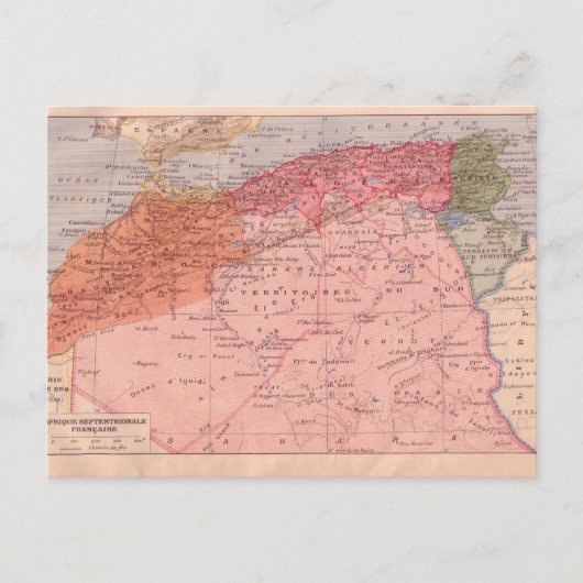 kaart, Noord-Afrika rond 1920 Briefkaart (Voorkant)