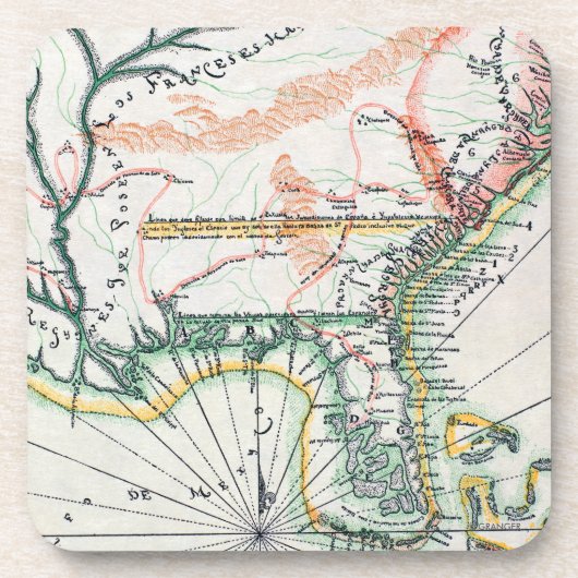 Kaart: Noord-Amerika, 1742 Drankjes Onderzetter (Voorkant)