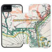 Kaart: Noord-Amerika, 1742 Incipio iPhone Portemonnee Hoesje (Agenda Open)