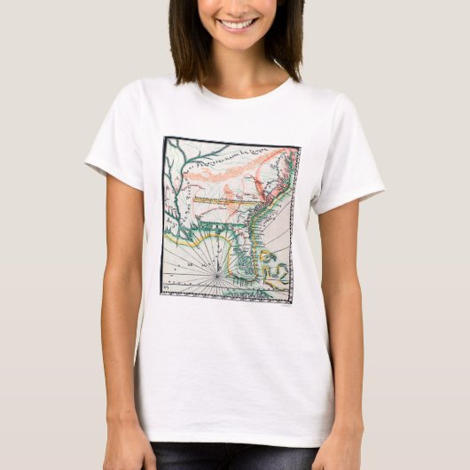 Kaart: Noord-Amerika, 1742 T-shirt (Voorkant)
