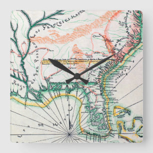 Kaart: Noord-Amerika, 1742 Vierkante Klok