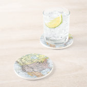 KAART: NOORD-AMERIKA, 1890 ZANDSTEEN ONDERZETTER (Zijkant)