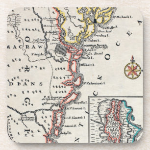 Kaart: Noord-Amerika, C1700 Bier Onderzetter