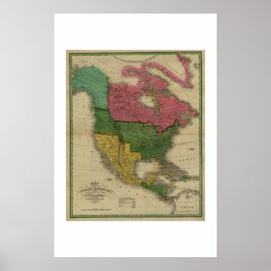 Kaart Noord-Amerika van 1826 Poster (Voorkant)