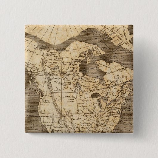 Kaart Noord-Amerika van Arrowsmith Vierkante Button 5,1 Cm (Voorkant)
