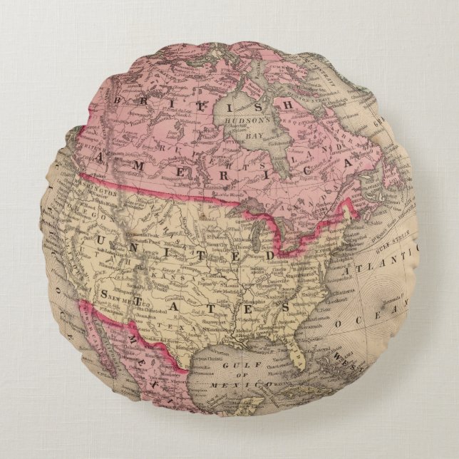 Kaart Noord-Amerika van Mitchell Rond Kussen (Voorkant)