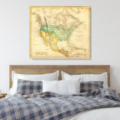 Kaart Noord-Amerika van Worcester Canvas Afdruk (Insitu (Slaapkamer))
