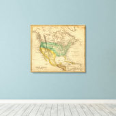 Kaart Noord-Amerika van Worcester Canvas Afdruk (Insitu (Houten vloer))