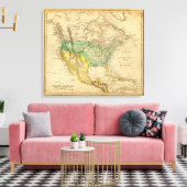 Kaart Noord-Amerika van Worcester Canvas Afdruk (Insitu (Woonkamer))