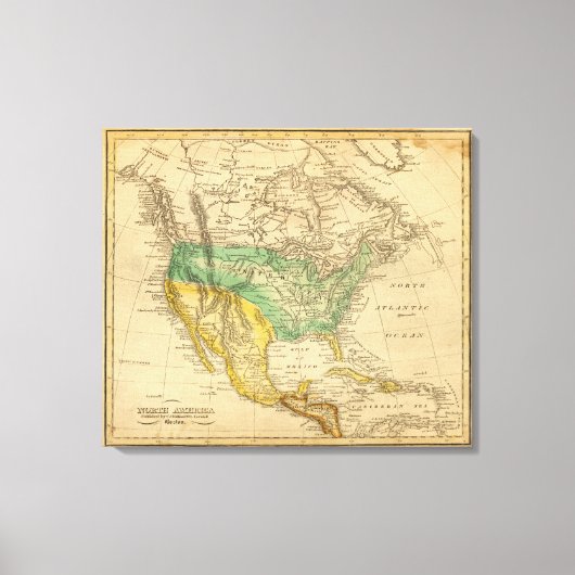 Kaart Noord-Amerika van Worcester Canvas Afdruk (Voorkant)